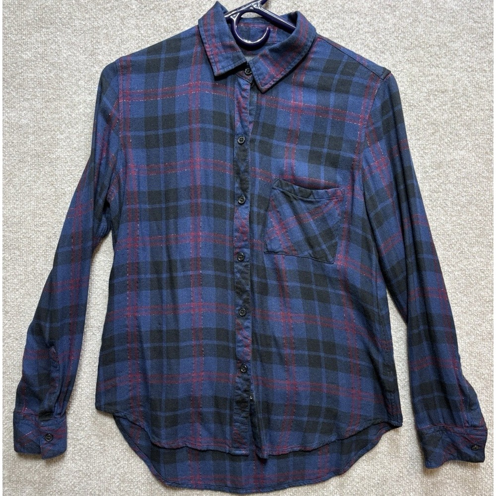 RAILS Women's Shirt X Small Hunter Midnight Merlot Plaid Button Long Sleeve GUC